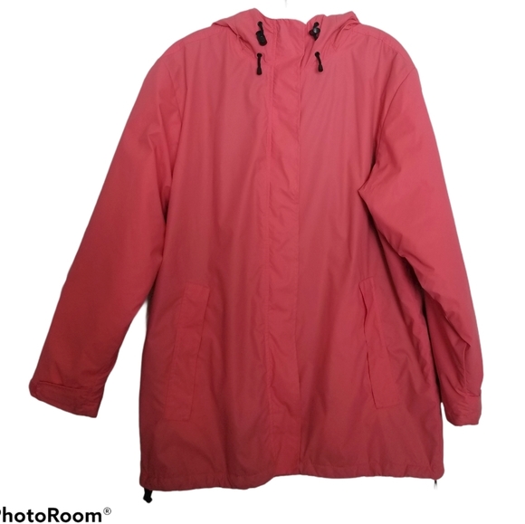 Lands' End pink all weather hooded coat SZ Medium - Picture 1 of 6